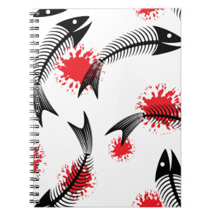 halloween skeleton fish notebook