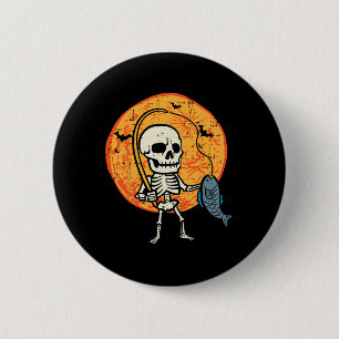 Halloween Skeleton Fishing Costume Fisherman Men B 6 Cm Round Badge