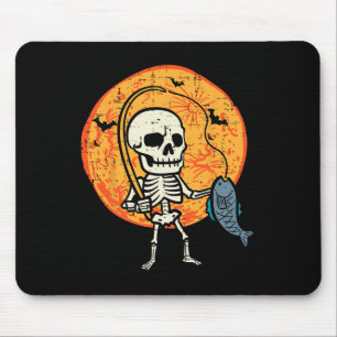 Halloween Skeleton Fishing Costume Fisherman Men B Mouse Pad