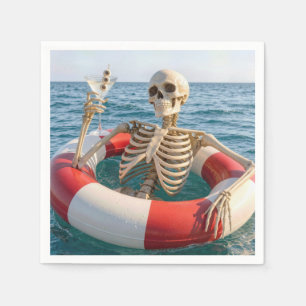Halloween Skeleton Floating in a Lifebuoy  Napkin