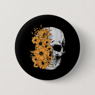 Halloween Skeleton Flower Mens Women Skull 6 Cm Round Badge