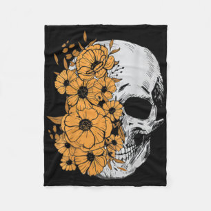 Halloween Skeleton Flower Mens Women Skull Fleece Blanket