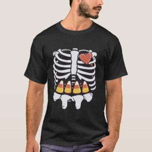 Halloween Skeleton Food Belly Candy Corn T Shirt