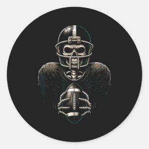 Halloween Skeleton Football Player Soky Srts Graph Classic Round Sticker