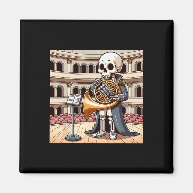 Halloween Skeleton French Horn  Magnet (Front)