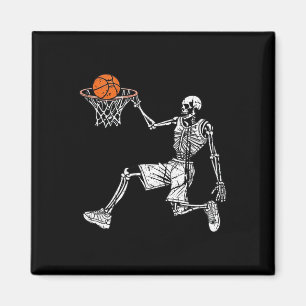 Halloween skeleton Fun basketball team player Slam Magnet
