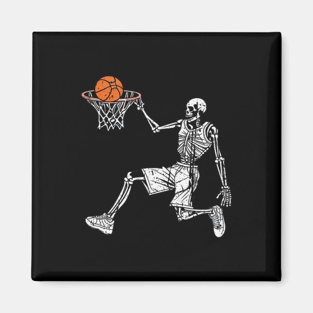 Halloween skeleton Fun basketball team player Slam Magnet (Front)