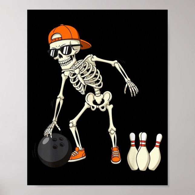 Halloween Skeleton Funny Bowling Lovers For Teens  Poster (Front)