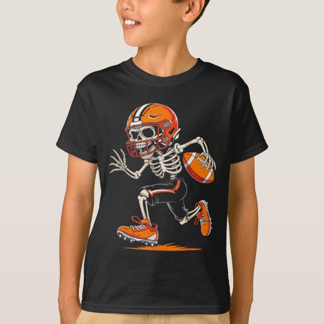Halloween Skeleton Funny Football Shirt For Teens  (Front)