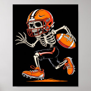 Halloween Skeleton Funny Football Shirt For Teens Poster