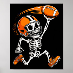 Halloween Skeleton Funny Football Shirt For Teens Poster