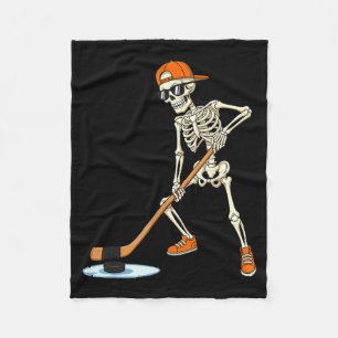 Halloween Skeleton Funny Hockey For Boys Teens Men Fleece Blanket