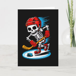 Halloween Skeleton Funny Hockey Shirt For Teens Bo Card