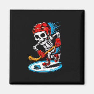 Halloween Skeleton Funny Hockey Shirt For Teens Bo Magnet