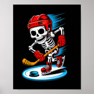 Halloween Skeleton Funny Hockey Shirt For Teens Bo Poster