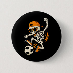 Halloween Skeleton Funny Soccer Shirt For Boys Men 6 Cm Round Badge