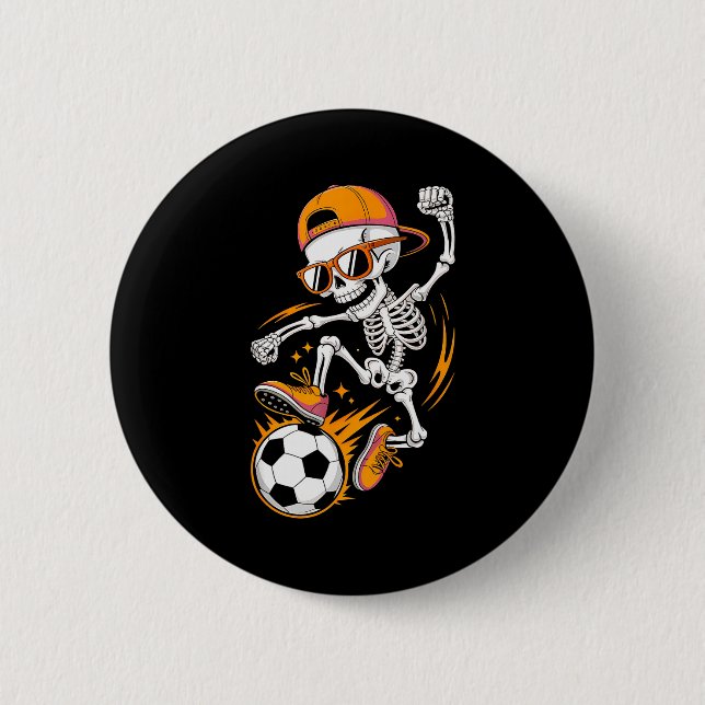 Halloween Skeleton Funny Soccer Shirt For Teens Bo 6 Cm Round Badge (Front)