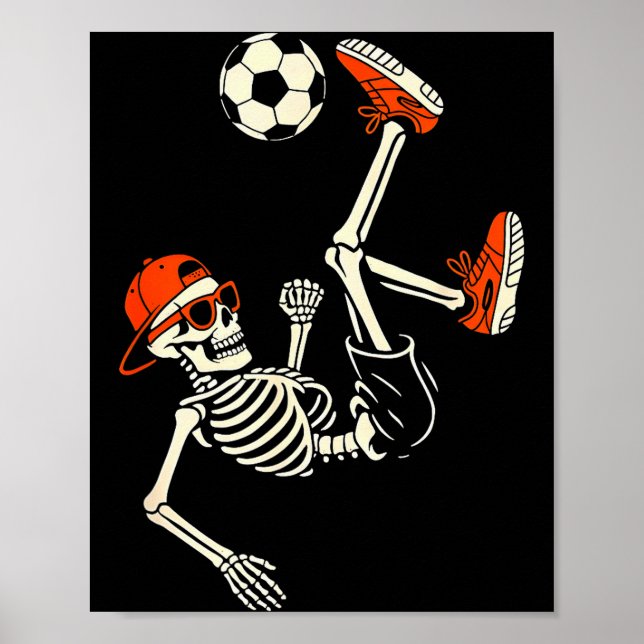 Halloween Skeleton Funny Soccer Shirt For Teens Bo Poster (Front)