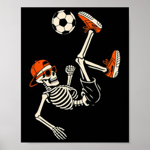 Halloween Skeleton Funny Soccer Shirt For Teens Bo Poster