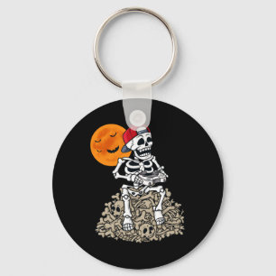 Halloween Skeleton Gamer Boys Kids Teens Gaming 1 Key Ring