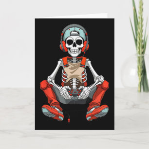 Halloween Skeleton Gamer Funny Video Gaming Boys M Card