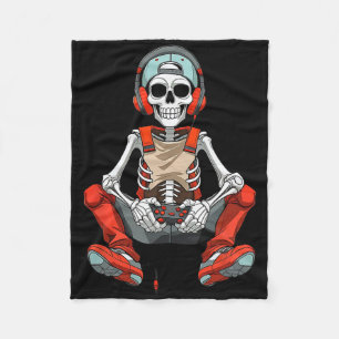 Halloween Skeleton Gamer Funny Video Gaming Boys M Fleece Blanket