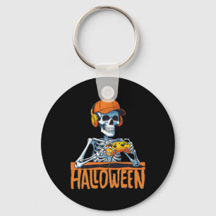 Halloween Skeleton Gamer Funny Video Gaming Boys M Key Ring