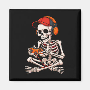 Halloween Skeleton Gamer Funny Video Gaming Boys M Magnet