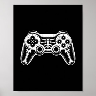 Halloween Skeleton Gamer Funny Video Gaming Geek B Poster