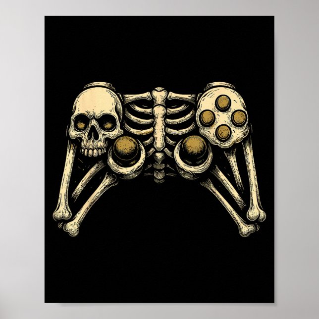 Halloween Skeleton Gamer Gaming Controller Costume Poster (Front)