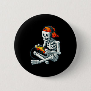 Halloween Skeleton Gamer Pixel Video Gaming Boys M 6 Cm Round Badge