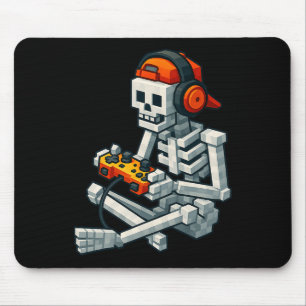 Halloween Skeleton Gamer Pixel Video Gaming Boys M Mouse Pad