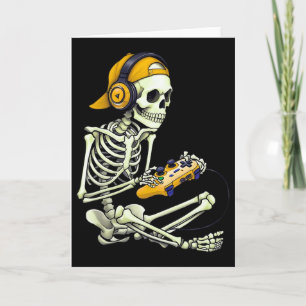 Halloween Skeleton Gamer Tee For Boys Men Kids Spo Card