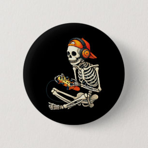 Halloween Skeleton Gamer Video Gaming Boys Men Kid 6 Cm Round Badge