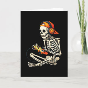 Halloween Skeleton Gamer Video Gaming Boys Men Kid Card