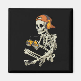 Halloween Skeleton Gamer Video Gaming Boys Men Kid Magnet