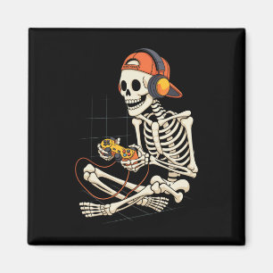 Halloween Skeleton Gamer Video Gaming Boys Men Kid Magnet