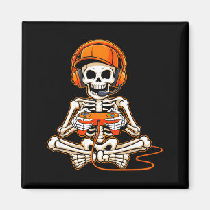 Halloween Skeleton Gamer Video Gaming Boys Men Kid Magnet