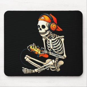 Halloween Skeleton Gamer Video Gaming Boys Men Kid Mouse Pad