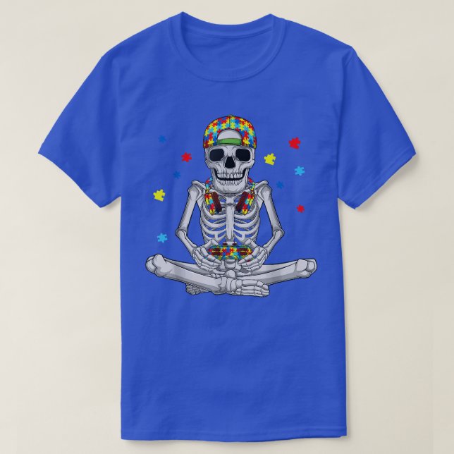 Halloween Skeleton Gamer Video Gaming Boys Men Kid T-Shirt (Design Front)