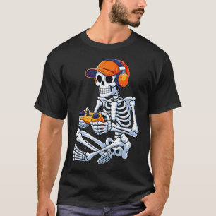 Halloween Skeleton Gamer Video Gaming Boys Men Kid T-Shirt