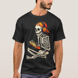 Halloween Skeleton Gamer Video Gaming Boys Men Kid T-Shirt