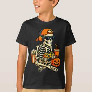Halloween Skeleton Gamer Video Gaming Boys Men Kid T-Shirt