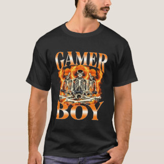 Halloween Skeleton Gamer Video Gaming Boys Men Kid T-Shirt