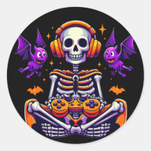 Halloween skeleton gamer video gaming