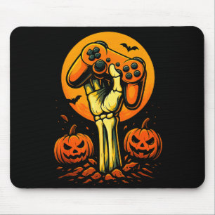 Halloween Skeleton Gamer Video Gaming Controller B Mouse Pad