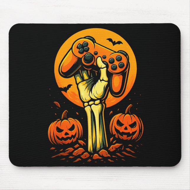 Halloween Skeleton Gamer Video Gaming Controller B Mouse Pad (Front)