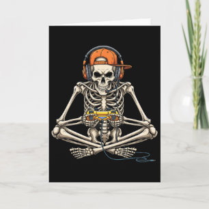 Halloween Skeleton Gamer Video Gaming Funny Gaming Card
