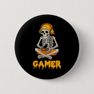 Halloween Skeleton Gamer Video Gaming Funny Skelet 6 Cm Round Badge