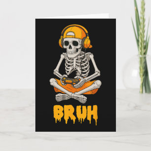 Halloween Skeleton Gamer Video Gaming Funny Skelet Card